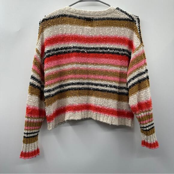 Billabong Easy Going Multicolor Chunky Knit Long Sleeve Cropped Sweater Sz XS - Picture 6 of 11